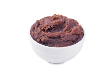 Sweet red bean paste, anko in a bowl on a white isolated background