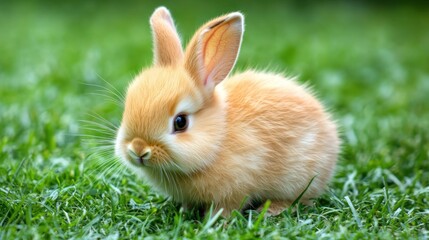 Adorable Baby Bunny Resting In Green Grass