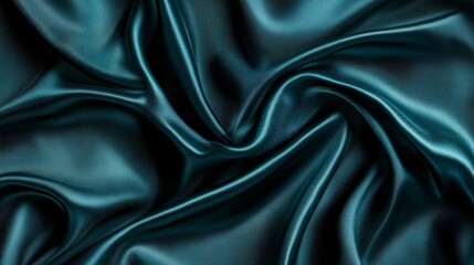 Fototapeta premium Teal Silk Fabric Draped Softly Elegant Texture