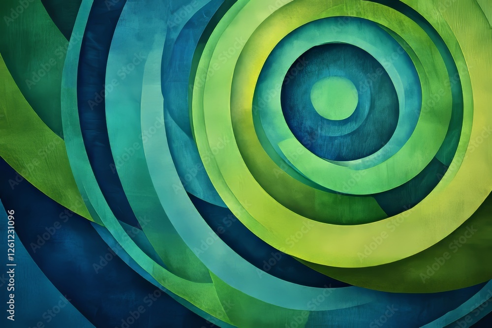 Wall mural a patterned background with overlapping circles in various shades of green and blue