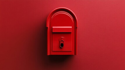 Red Modern Mailbox Wall Mounted Elegant Design Minimalist Style Red Background Postbox Letterbox Exterior Home Decor Architectural Element Simple     