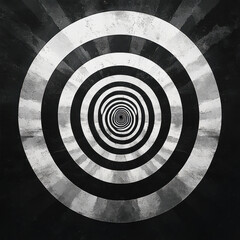 Boldly contrasting mandala with concentric circles and optical illusions