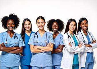 Multi ethnic group of health workers.