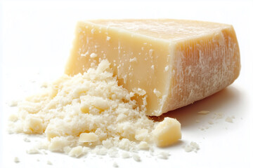 Parmesan cheese, shredded, real photo, natural lighting, white background