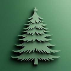 Obraz premium Top view flat paper cut craft of Christmas tree background