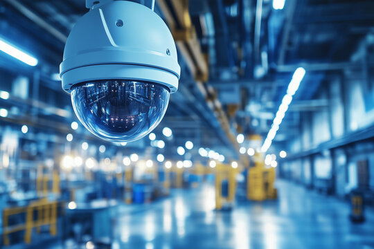 CCTV surveillance system is active within an industrial factory