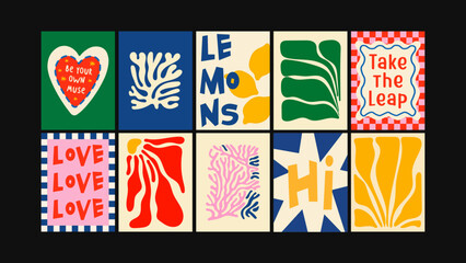 Artistic food posters in a modern abstract style. Stylish kitchen wall decor for cafes, restaurants, and contemporary dining areas