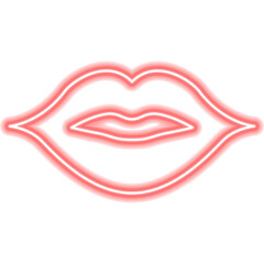 Red Neon Lips Icon. Illustration of Glowing Led Lamp Bright Object.