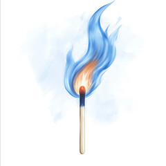logo of a match with blue flame revolutionary style white background