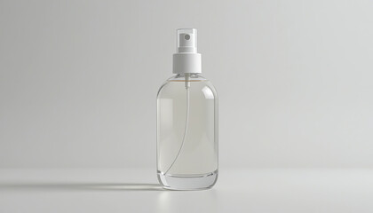 Elegant Clear Spray Bottle Mockup on a Light Gray Background