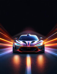 Naklejka premium sport car on the road wallpaper