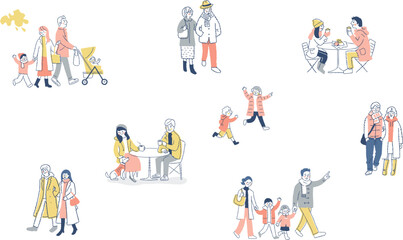 様々な人々の冬のファッション