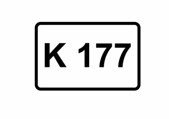 Illustration eines Kreisstraßenschildes der K 177 in Deutschland	