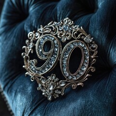 This vintage brooch is designed to celebrate a birthday, especially a special 90th birthday