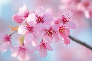 Obraz premium Lush cherry blossom festival with pink petals gently falling as people stroll beneath blooming trees, celebrating nature and seasonal beauty.