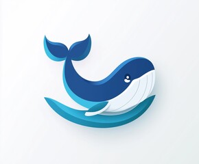 Fototapeta premium Playful blue whale design with flowing fin and gentle expression for eco-friendly art and children's theme projects