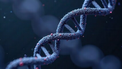 Artificial intelligence DNA molecule concept. DNA is converted into a binary code. Concept binary code genome. Abstract technology DNA molecule with modified genes.