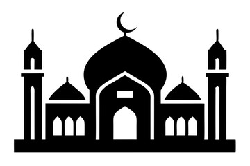 Islamic mosque silhouette vector illustration,  mosque cion silhouette vector 