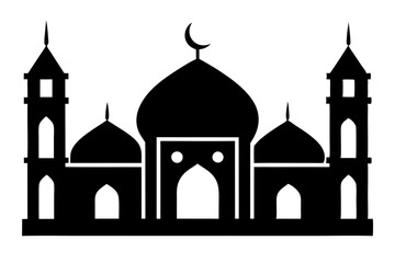 Islamic mosque silhouette vector illustration,  mosque cion silhouette vector 