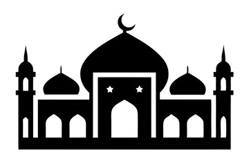 Islamic mosque silhouette vector illustration,  mosque cion silhouette vector 