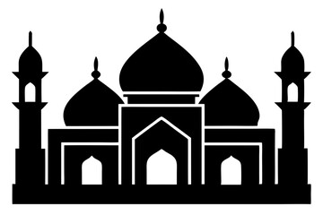 Islamic mosque silhouette vector illustration,  mosque cion silhouette vector 