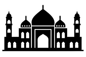 Islamic mosque silhouette vector illustration,  mosque cion silhouette vector 