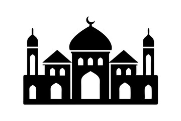 Islamic mosque silhouette vector illustration,  mosque cion silhouette vector 