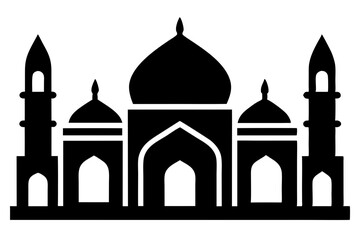 Islamic mosque silhouette vector illustration, 