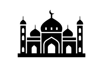 Islamic mosque silhouette vector illustration,  mosque cion silhouette vector 
