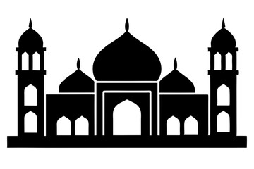 Islamic mosque silhouette vector illustration,  mosque cion silhouette vector 