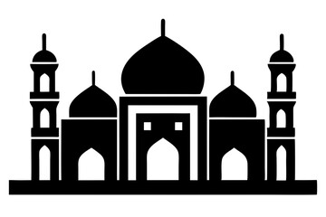 Islamic mosque silhouette vector illustration,  mosque cion silhouette vector 