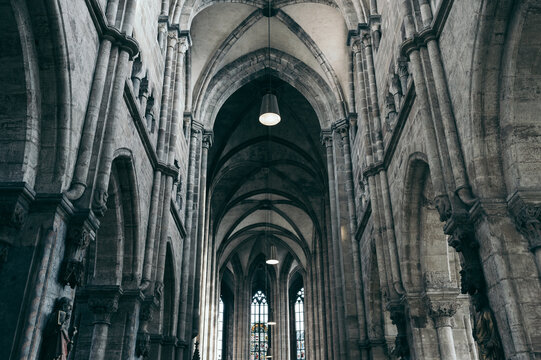 Gothic Vaults of a Cathedral in Nuremberg, Germany