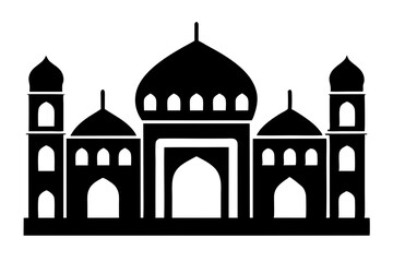 Islamic mosque silhouette vector illustration, 