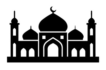 Islamic mosque silhouette vector illustration,  mosque cion silhouette vector 