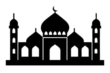 Islamic mosque silhouette vector illustration,  mosque cion silhouette vector 