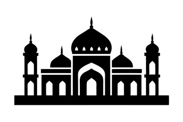 Islamic mosque silhouette vector illustration,  mosque cion silhouette vector 