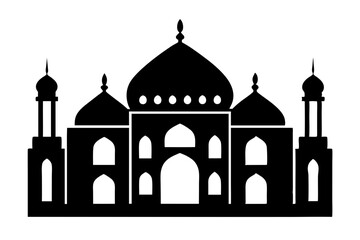 Islamic mosque silhouette vector illustration,  mosque cion silhouette vector 