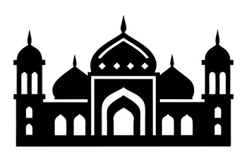 Islamic mosque silhouette vector illustration,  mosque cion silhouette vector 