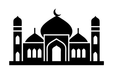 Islamic mosque silhouette vector illustration,  mosque cion silhouette vector 