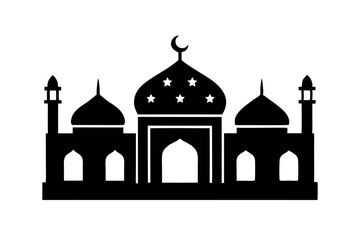 Islamic mosque silhouette vector illustration, 