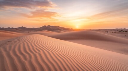 Desert sunset, dunes landscape, travel scenic
