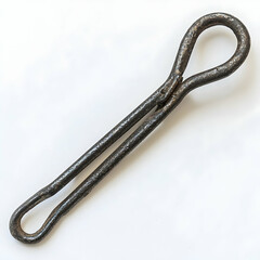 Antique iron tongs, isolated on white background, suitable for historical, craft, or industrial contexts