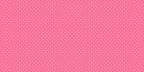 Seamless white polka dot pattern on pink background