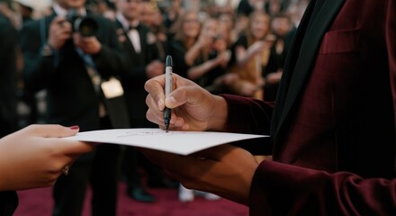 Red carpet event with signing autograph