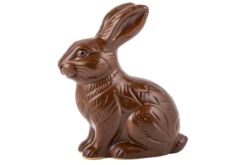 Chocolate rabbit sculpture displayed for Easter