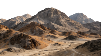Vast desert landscape with rocky mountains at dusk