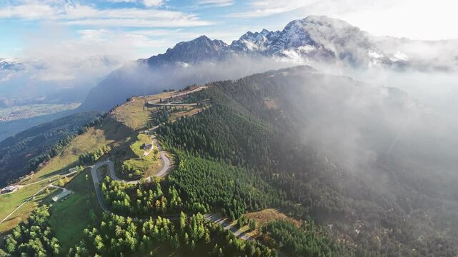 360 degrees seamless loopable aerial panorama of Rossfeld Panorama road, Berchtesgadener Land, Bavaria, Germany