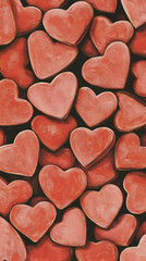 Obraz premium Pile of heart-shaped cookies, Valentines Day dessert, close up, sweet treat
