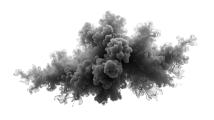 An isolated smoke plume is dense and detailed, resembling a cloud of pollution billowing smoke against a white background