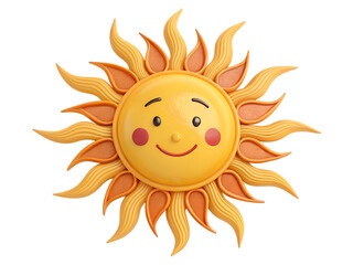 Smiling sun decoration with vibrant rays in yellow